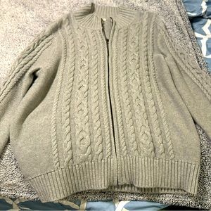 L.L. Bean woman’s size 1X, light gray zip cable knit sweater